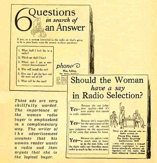 RADIOS - ALWAYS ASK THE WOMAN AND FORGET ABOUT CHAUVINISM OR FEMINISM!