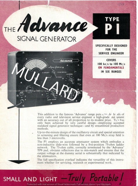ADVANCE, P1, BROCHURE, 1953