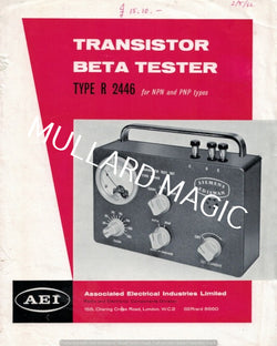 AEI, TRANSISTOR TESTER, R2446, BROCHURE, 1962