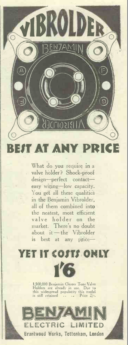 BENJAMIN, B4, BAKELITE, VALVE BASES, 1931, VIBROHOLDER