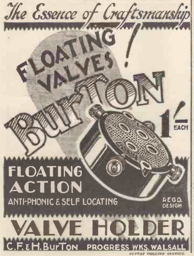 BURTON , B4, BRITISH 4 PIN, FLOATING ACTION, VALVE BASE, 1927
