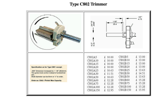 Johnson Bros, Ceramic Variable Capacitor, Trimmer, 30pF, Ex Equipt, Z160042, C802