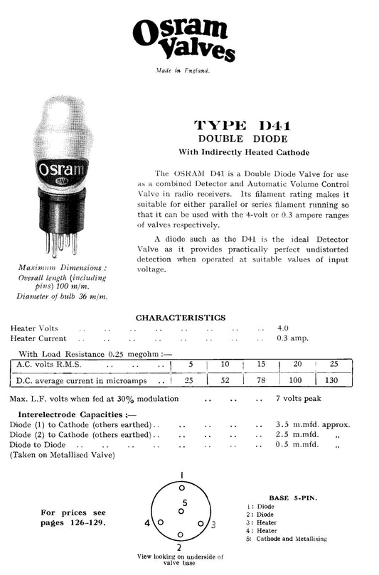 DDL4, DDL.4, MAZDA,  2D4A, A20B, CV1119, D41, V914, VR119, AS USED IN, EKCO AC85