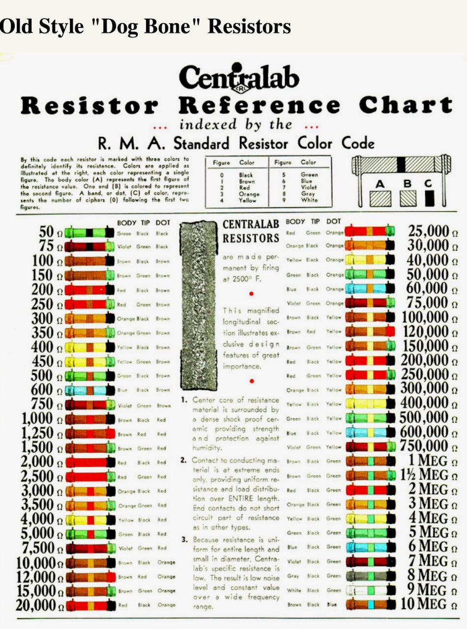 ERIE, DOGBONE, SOLID ROD, CARBON RESISTORS, BODY TIP SPOT TYPE 10A, 100R, 1-2W