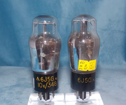 6J5G, BRIMAR, MATCHED PAIR, ORANGE BASE PRINT, 10E/348, AIR MINISTRY PRODUCTION