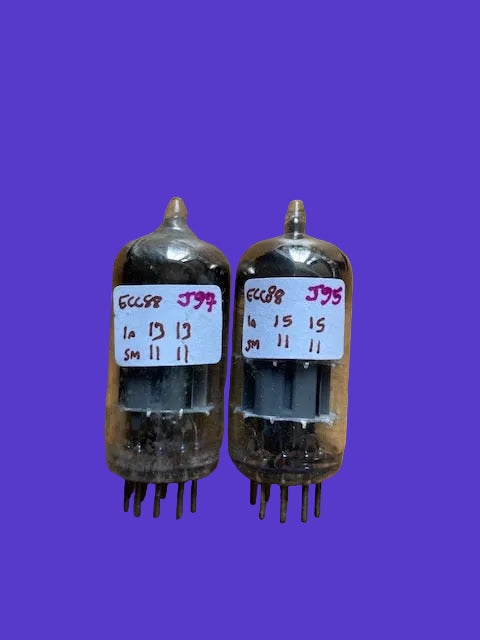 ECC88, MULLARD, MATCHED PAIR, YELLOW PRINT, 1964 MANUFACTURE, ECC88