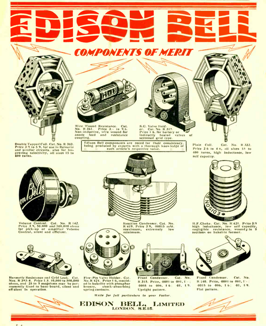 EDISON BELL, MICA CONDENSER, 0.003uF, BAKELITE BODY, 1930, FOR RESTUFFING