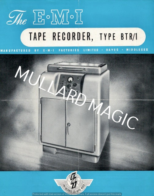 EMI, BTR/1, TAPE RECORDER, LEAFLET,