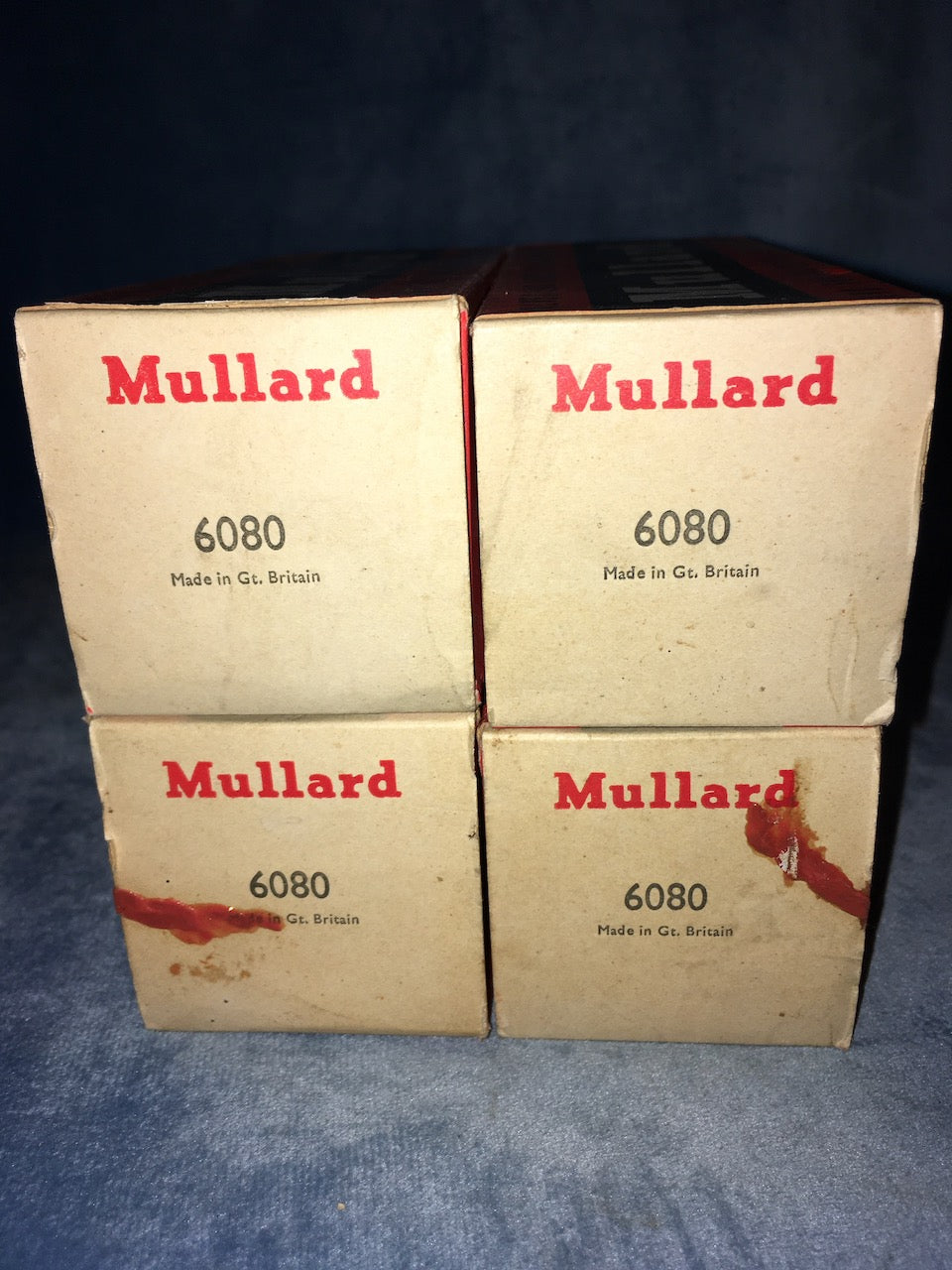 6080, MULLARD, BOXED NIOS, MITCHAM 1969 PRODUCTION,, 6AS7G, 6AS7, CV2984, 6080, 5998, 421A, NIB