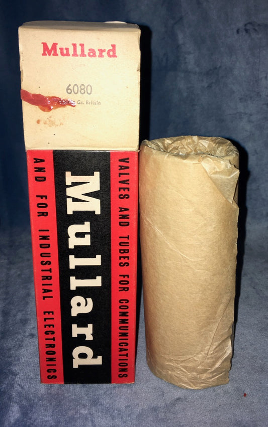 6080, MULLARD, BOXED NIOS, MITCHAM 1969 PRODUCTION,, 6AS7G, 6AS7, CV2984, 6080, 5998, 421A, NIB