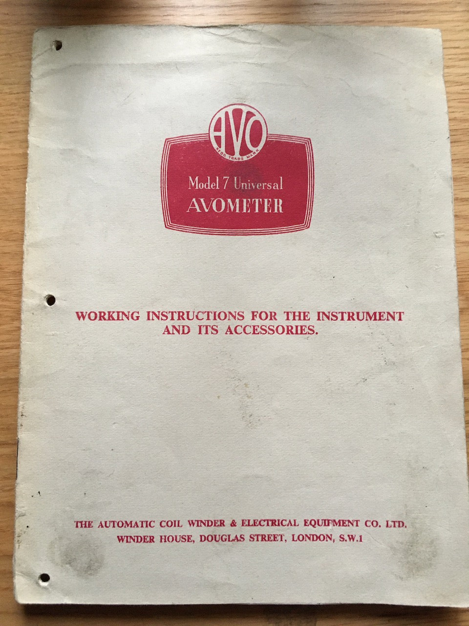 AVO, Avometer, Model 7 Universal, Operating Instructions, 1952