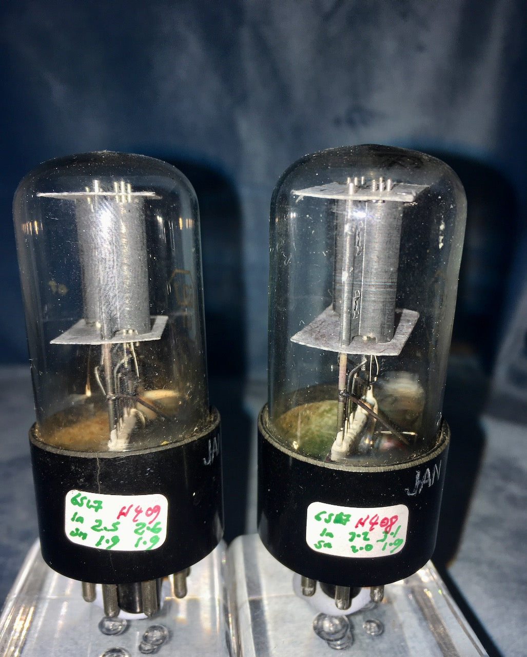 6SL7GT, MATCHED PAIR, SYLVANIA, VT-229, MILITARY, WHITE BASE PRINT, SAME FACTORY CODE, FEBRUARY 1944 PRODUCTION, 6SL7