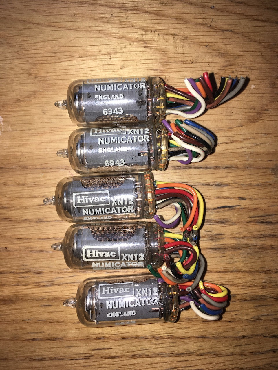 XN12, Hivac, 15.5mm, Nixie, Numeric Valve, Wire Ended, Same Factory Code, New Unused