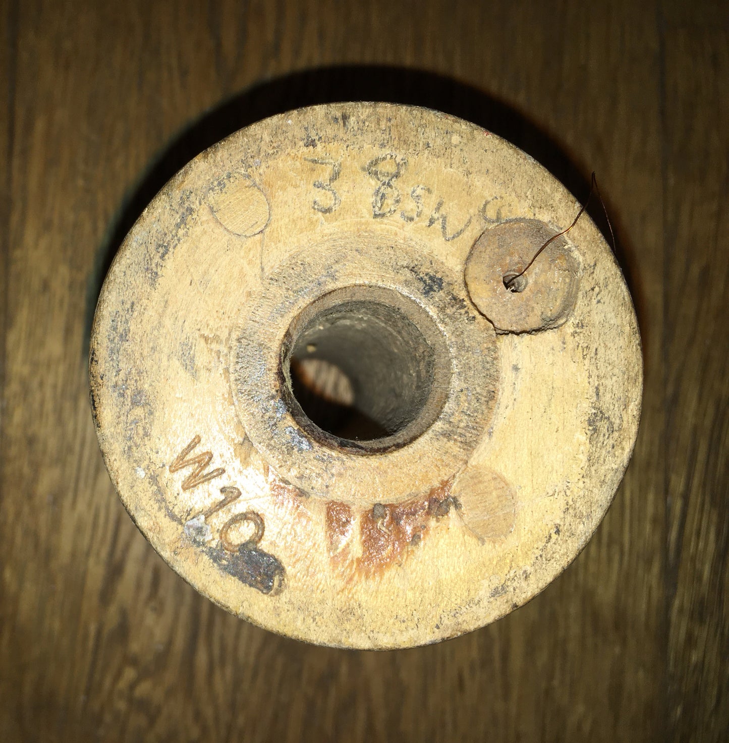 ENAMELLED COPPER WIRE, 38SWG, ON WOOD SPOOL, 125g TOTAL MASS