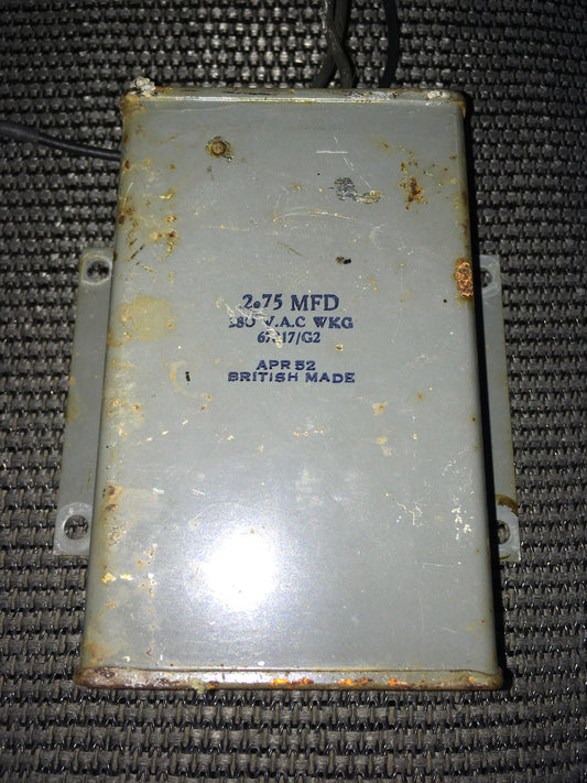 TCC, Tropical Paper, PIO, Block Capacitor, Type 92, Horizontal Mounting, Wire Termination, 2.75UF @ 275V,