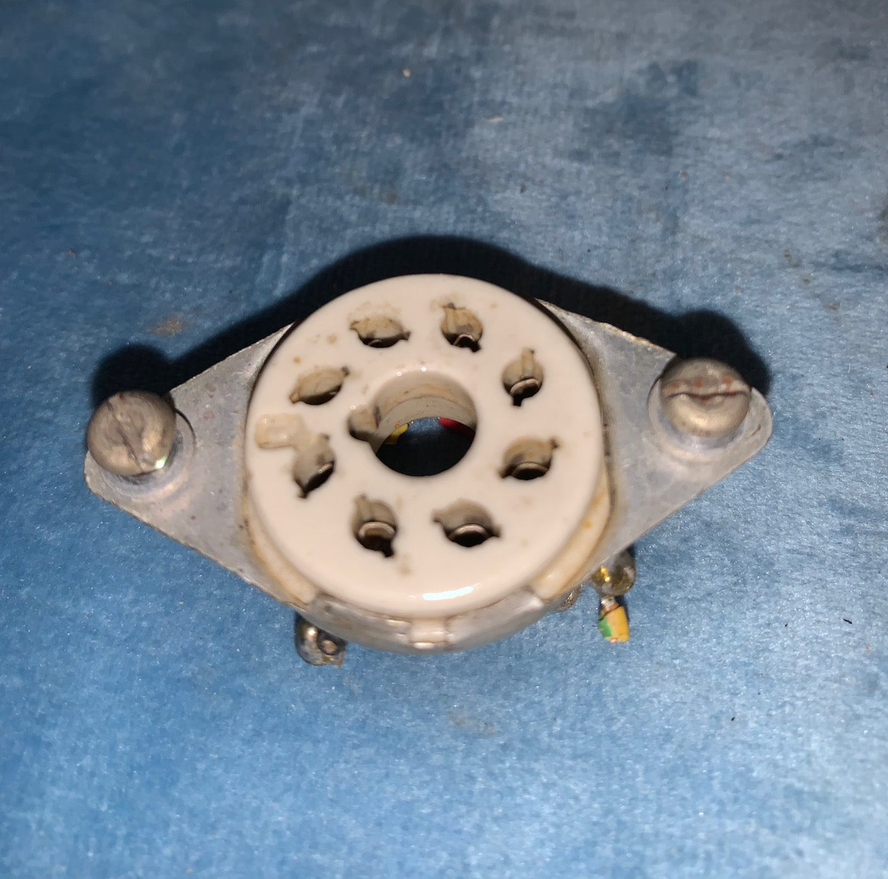 AO8, Octal, 8 pin, Ceramic Valve Base, with captive threaded mountings, possibly AR88