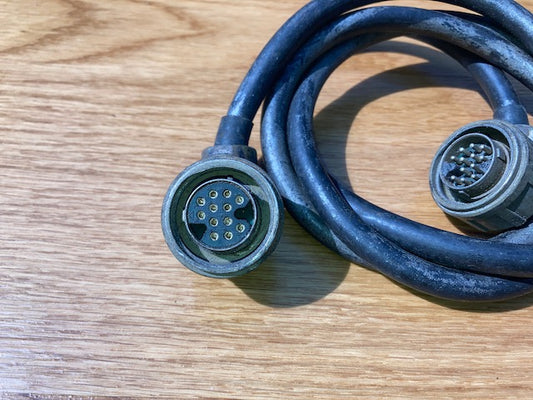 LARKSPUR, CABLE 5FT, Pattern 104, Plessey, Mk 4, 12 Way, Socket, Free, Rt Angle, TO, 12 way, Plug, Free, RT Angle, Male Pins, Aluminium Mk IV,