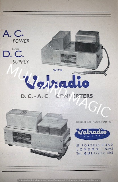 VALRADIO, AC DC CONVERTERS, BROCHURE, 1950
