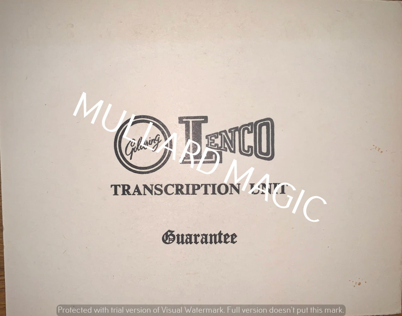 GOLDRING, LENCO, TRANSCRIPTION UNIT, GUARANTEE CARD