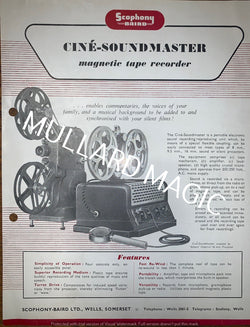 SCOPHONY BAIRD,  CINE- SOUNDMASTER, MAGNETIC HOME TAPE RECORDER, LEAFLET, 1950