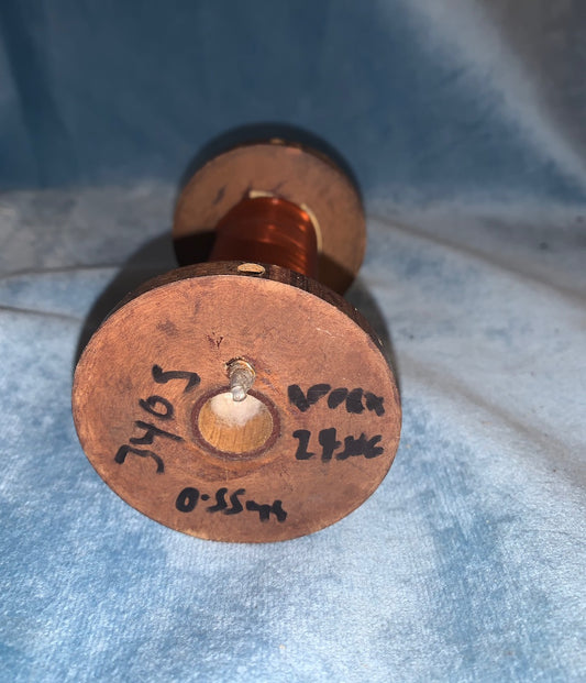 ENAMELLED COPPER WIRE, 24SWG, 0.55mm, ON PAXOLIN SPOOL, 340g TOTAL MASS