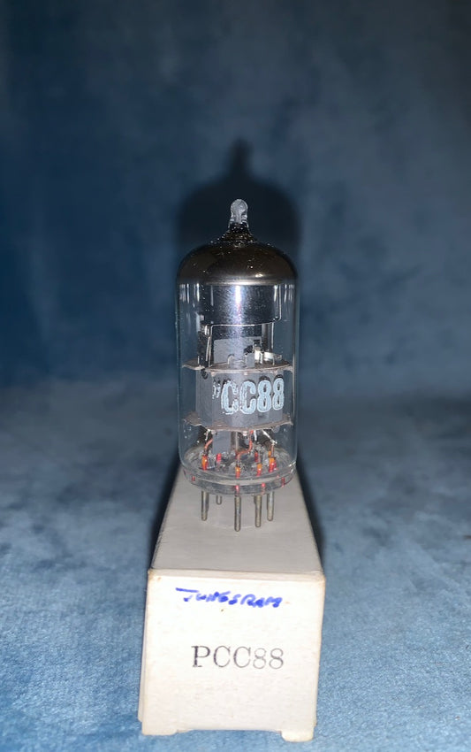 PCC88, TUNGSRAM, 7DJ8, NEW BOXED, PLAIN WHITE PRINT, 1960S MANUFACTURE,