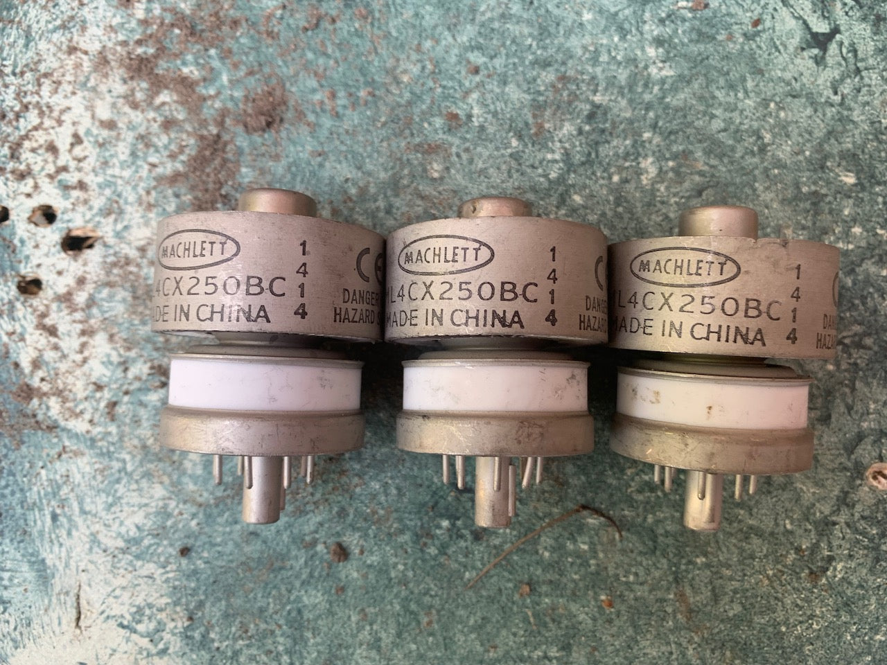 TRIPLET, 3X, MACHLETT, 4CX250BC, 8957, SAME FACTORY CODE, USED UNTESTED, EX MILITARY STOCK
