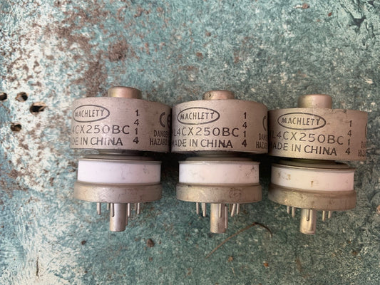 TRIPLET, 3X, MACHLETT, 4CX250BC, 8957, SAME FACTORY CODE, USED UNTESTED, EX MILITARY STOCK