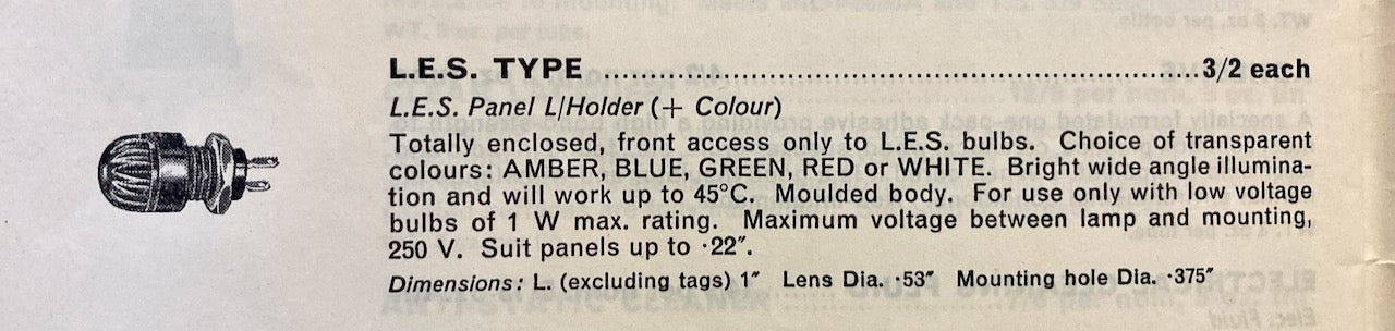 RADIOSPARES, LES, SIGNAL LAMP, GREEN LENS, NOS, THUNDERBIRD 1, SCOTT TRACY SWEARS BY THEM