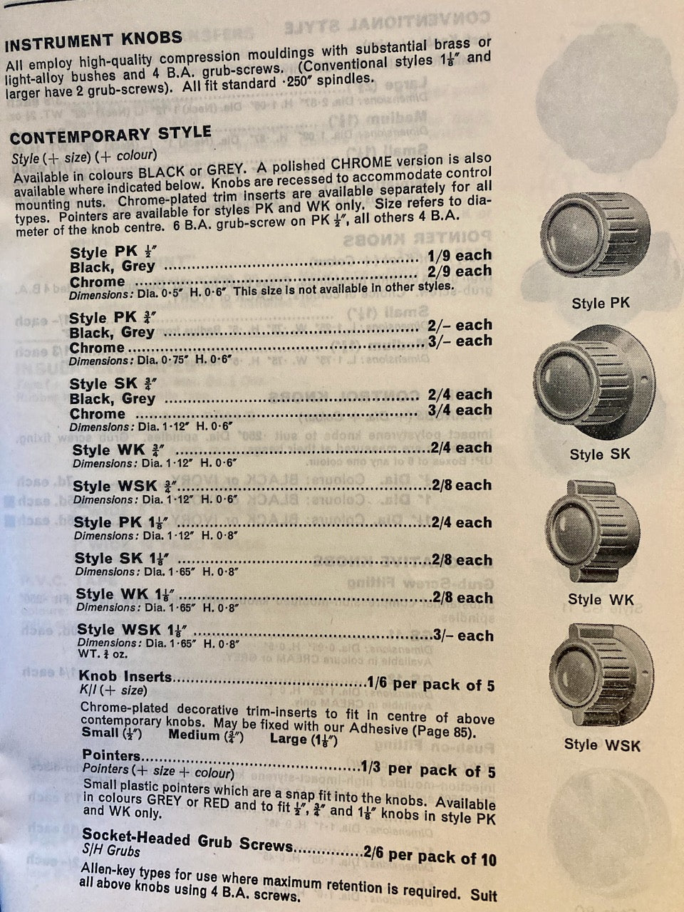 RADIOSPARES, RS, GREY KNOB, STYLE WK, TWIN PEAKED, AS USED ON KW ELECTRONICS, 29mm DIA, 6mm SHAFT, BRASS BUSHED