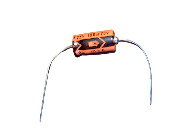 RS, RADIOSPARES, AXIAL ELECTROLYTIC CAPACITORS, 100uF @ 25V