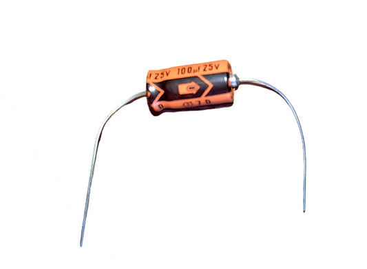 RS, RADIOSPARES, AXIAL ELECTROLYTIC CAPACITORS, 100uF @ 25V