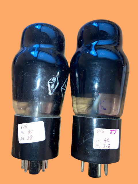 6V6G, BRIMAR, MATCHED PAIR,  ZA5306, ORANGE BASE PRINT, MILITARY WW2 PRODUCTION, 6V6