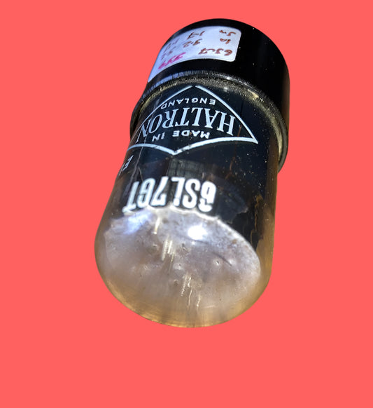 6SL7GT, HALTRON BADGED, TUNG-SOL, PENNY WASHER TOP MICA, FAT BLACK BASE, BLACK GLASS, WHITE PRINT, CV569, CV1985, ECC35, VT-229,  6SL7