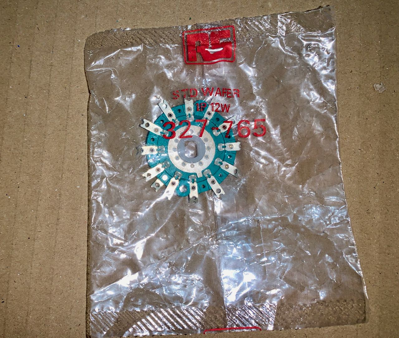 NSF, 12 Position, SP12T, Rotary Switch, 150 mA @ 250 VAC, RS Stock No. 327-765, Mfr. Part No. 454479 MK