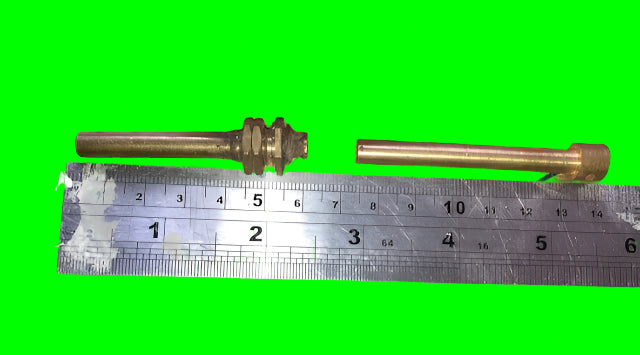 BRASS, PANEL MOUNT, BUSHED SHAFT, 6mm DIA. 60mm LENGTH, plus BRASS SHAFT EXTENDER, 6mm DIA. 70mm LENGTH,
