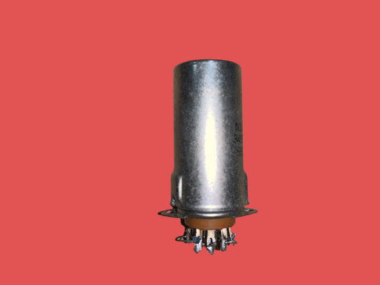 ELCO, VALVE SCREENING CAN, B9A, CHROME FINISH, TS103U02, 50mm HEIGHT WITH B9A BROWN MICANOL BASE TS103P01