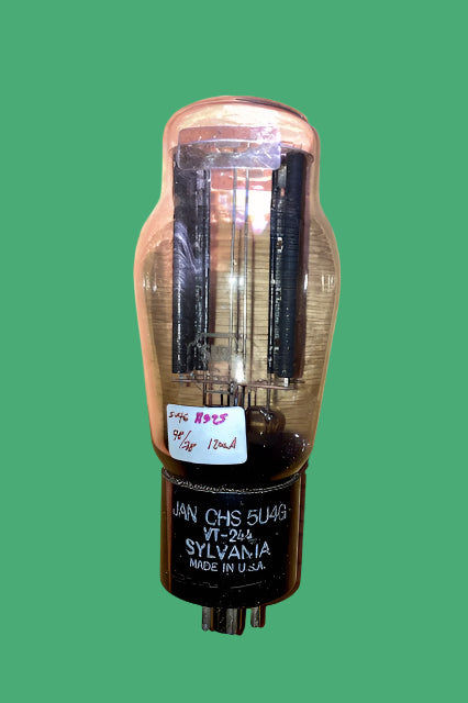 5U4G, SYLVANIA , 5 RIB, CHARCOAL ANODE, JAN, VT-244, OCTOBER 1943 PRODUCTION, 5U4