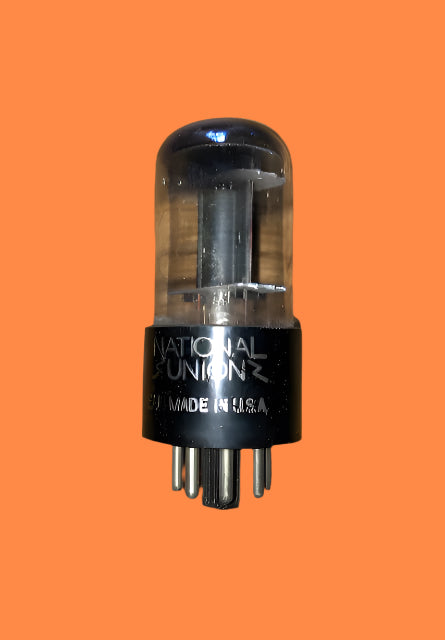 6J5GT, NATIONAL UNION, CLEAR GLASS, BLACK TOTEM PLATE, TRIPLE MICA, JULY 1941 LANSDALE MANUFACTURE