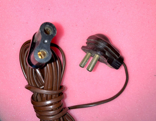 CABLE WITH 5A CLIX Type 5/2/B PLUG TO 5A 2 PIN SOCKET, BROWN BAKELITE