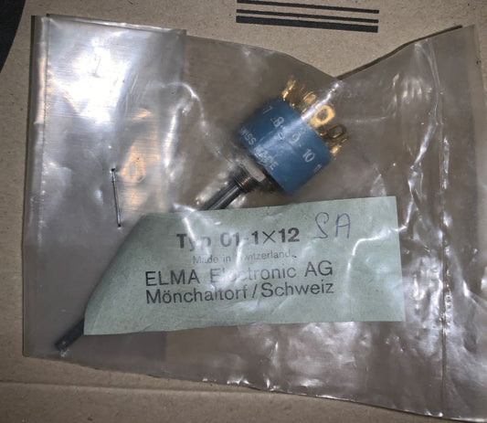 Elma Rotary switch, Type 01 Eyelets, 1 Wafer 1 x 12 Non-Shorting, 01-1184, Typ 01-1 x12