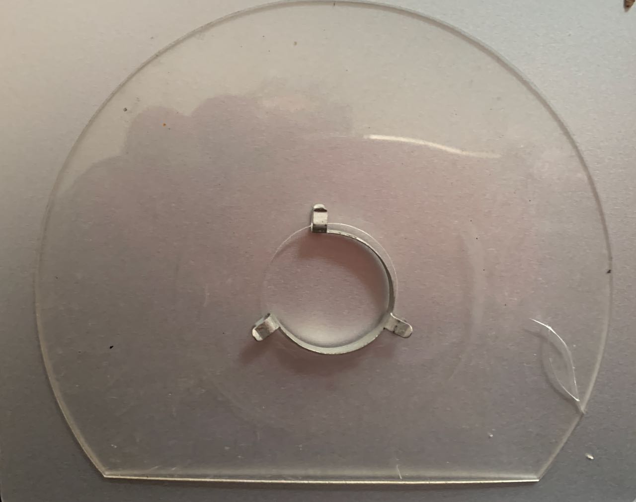 PERSPEX FINGER PLATE, WITH SPRING CLIP, RACAL, RA17, RA117, SLIGHT DAMAGE TO EDGE