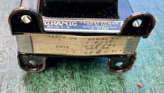IGRANIC, TYPE E , AUDIO FREQUENCY INTER VALVE TRANSFORMER, RATIO 5:1, CAT No. 146 Dated 1925