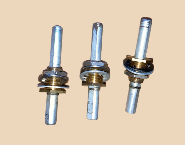 BRASS, PANEL MOUNT, BUSHED SHAFT, 6mm DIA. 35mm LENGTH,