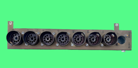 7X MCMURDO, B9A, VALVE BASES, SHIELEDED, BROWN MICANOL,MOUNTED ON METAL PLATE, EX EQUIPT