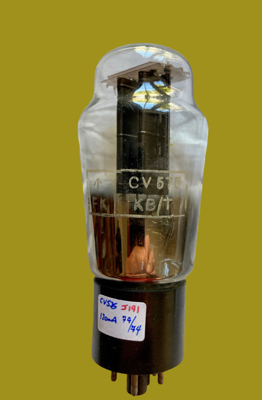 CV575, Military Spec 5U4G, British Tungsram, 5 Rib Smooth Charcoal T Shaped Plate, D Bar Getter, , Tottenham October 1950 Production, 5U4