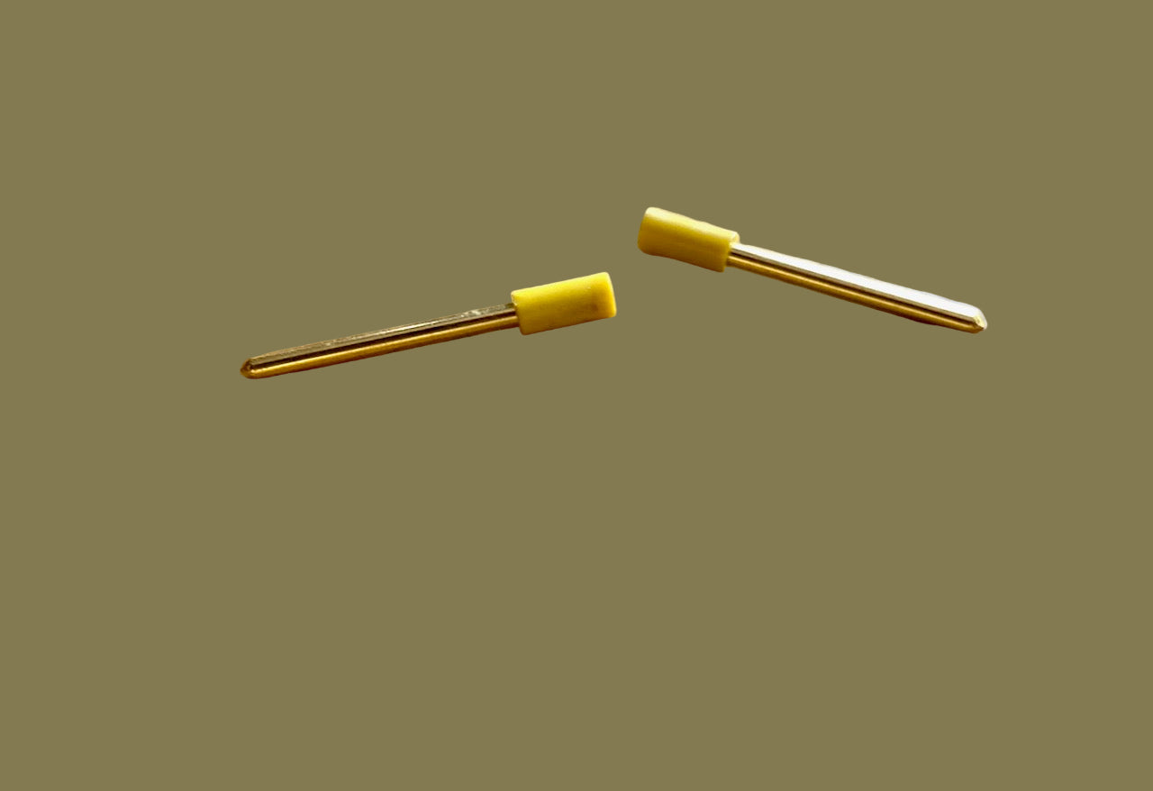 MATRIX, GOLD PLATED, PCB PIN, SYNTH PIN, INSULATED TOP CAP, 1.35mm DIA, 16mm LENGTH, , ROUNDED END