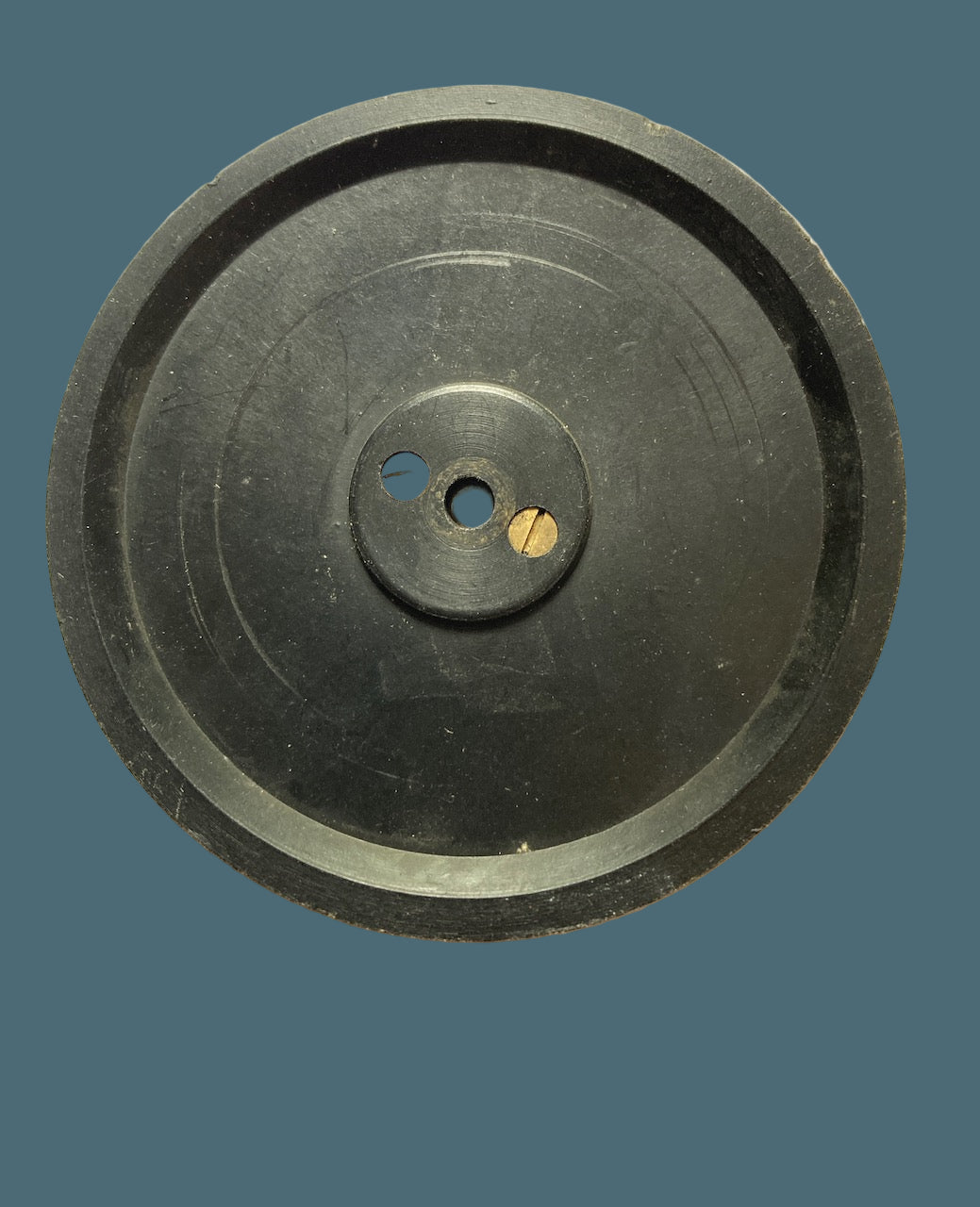 ORMOND STYLE, BLACK BAKELITE KNOB, 80mm DIA, 4.5 mm SHAFT, SCALED 0 - 100, 1928