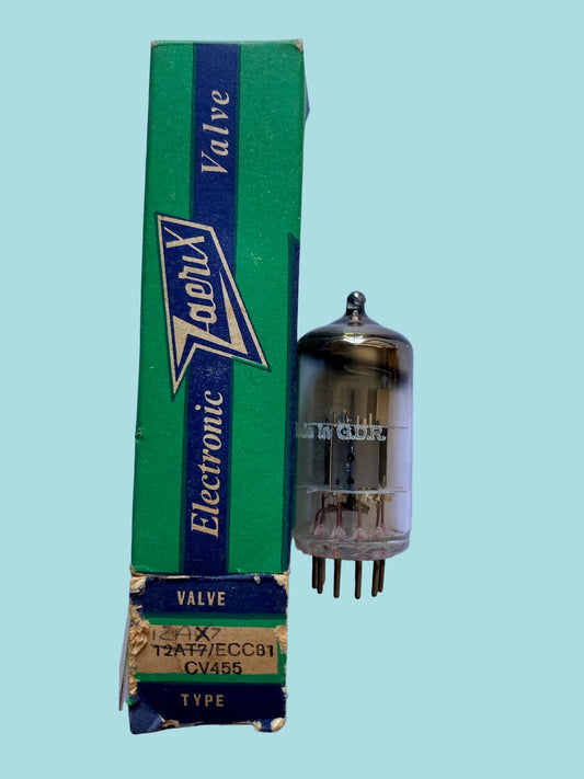 ECC81, ZAERIX BRANDED  RFT, FUNKWERK ERFURT, BOXED, NOS, 1970S PRODUCTION