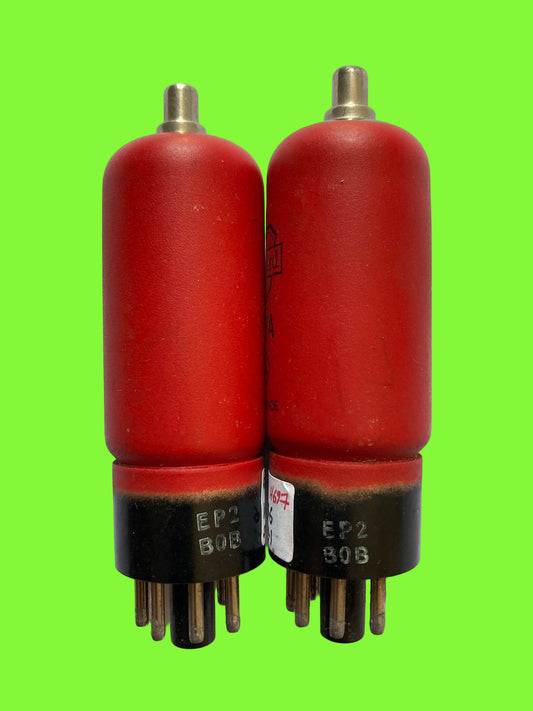 EF37A, MULLARD, MATCHED PAIR, NOS, SAME FACTORY CODE, EP2 B0B, BLACKBURN FEBRUARY 1950 PRODUCTION, 5A/157D, CV358, CV5080, OM5B